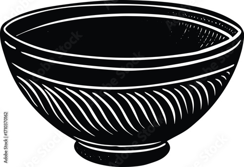 Empty antique porcelain bowl, isolated on a white background