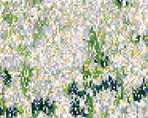 Sfondo astratto a mosaico di pixel, colori pastello e verdi