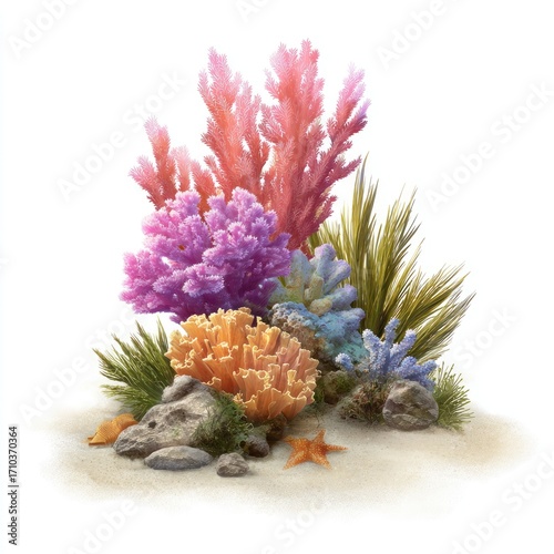 Wallpaper Mural Vibrant Coral and Starfish Arrangement on Sand reef Torontodigital.ca