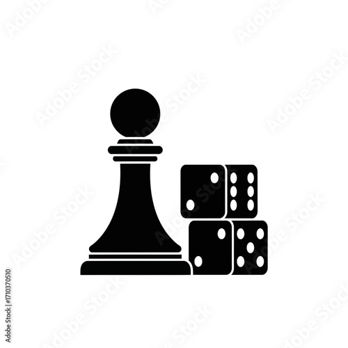 Chess pawn and dice icon representing board games and chance