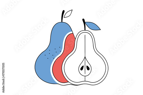 illustration of pear with leaf