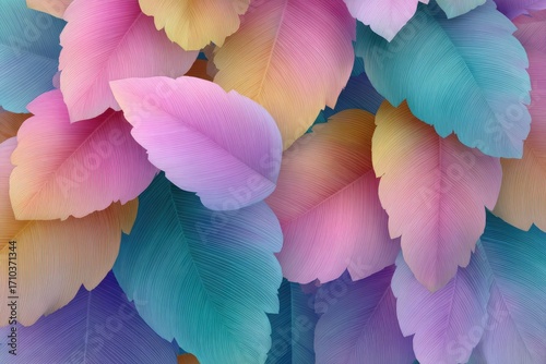 Wallpaper Mural Vibrant Pastel Leaf Mosaic Background abstract leaves Torontodigital.ca
