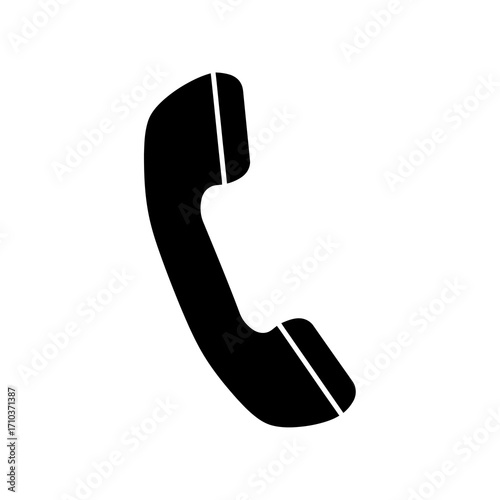 Simple black telephone receiver icon on white background