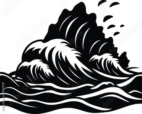 Tribal vector silhouette illustration of a black and white shark design for a sea animal tattoo