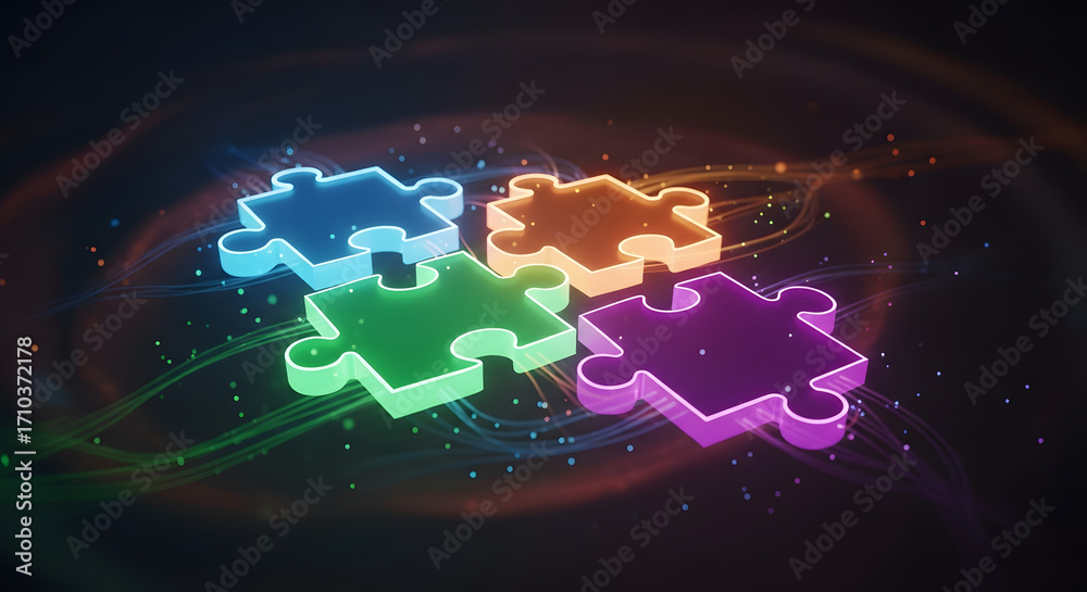 Naklejka premium Connecting the Pieces Collaboration, Teamwork, and Puzzle Solutions