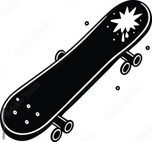 Colorful illustration of a skateboard with wheels and other equipment, perfect for a toy or sport-related business design