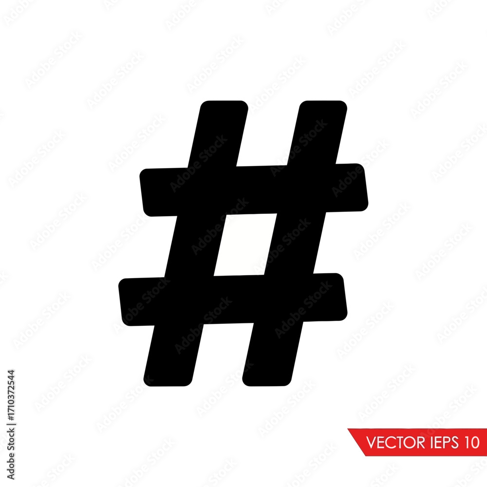 Fototapeta premium Black hashtag symbol icon on white background