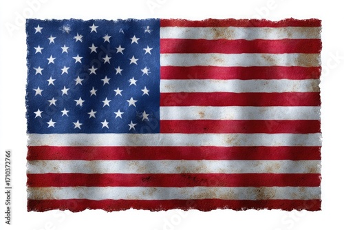 Wallpaper Mural Vintage American Flag with Textured Surface and Frayed Edges Torontodigital.ca