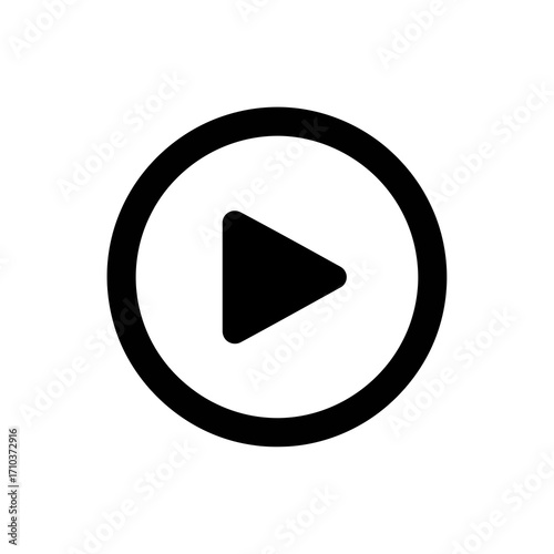 Simple black play button icon on white background
