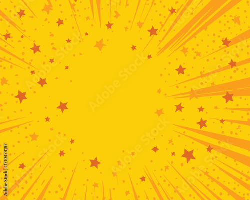 Sfondo Giallo Vibrante con Stelle e Raggi