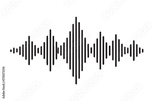Sound Wave Vector Illustration – Audio Waveform Design, Equalizer Bar Graph, Digital Music Frequency Line Art, and Voice Recording Symbol