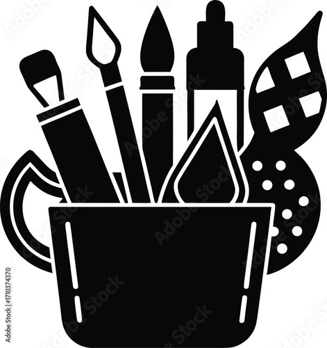 Vector pencil set with a silhouette of a fork
