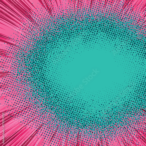 Sfondo astratto a puntini in stile pop art, sfumatura di colore turchese e rosa