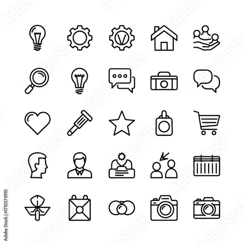 Collection of modern line art icons for web and mobile applications