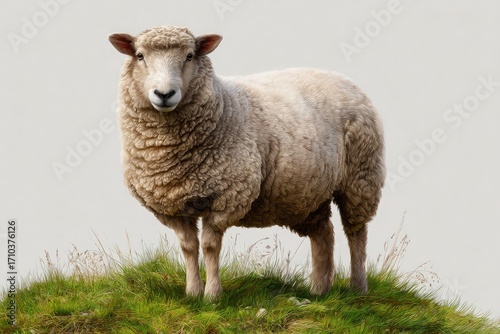 Wallpaper Mural White sheep standing on a grassy hill wool fluffy Torontodigital.ca