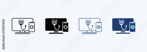Telemedicine Multiple Style Icon Collection