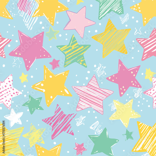 Sfondo astratto senza soluzione di continuità con stelle colorate