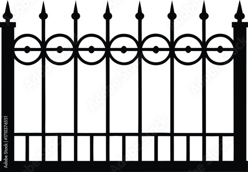 iron fence silhouette vector illustration
