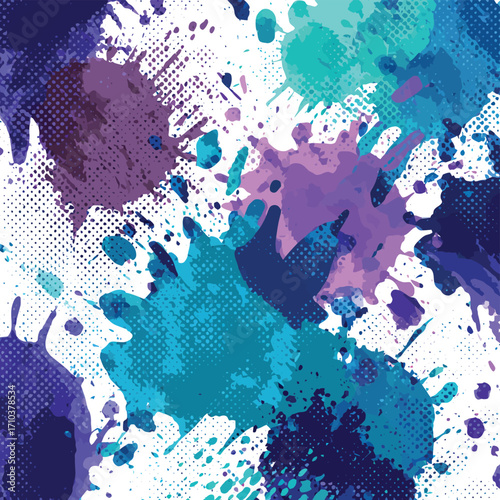 Astratto dinamico, spruzzi di colore vibrante