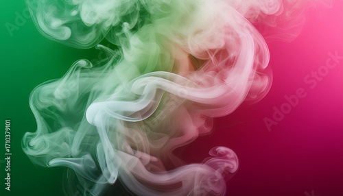 Soft Smoke Swirls Against Contrasting Green And Pink Backgrounds