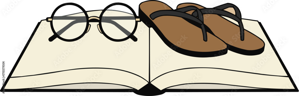Obraz premium Gandhi Glasses and Sandals Vector Minimal Illustration for Non-Violence Concept