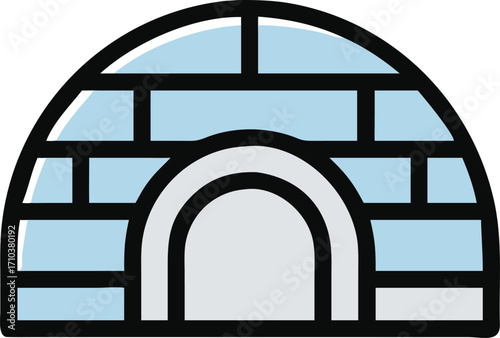 Vector Illustration of a Blue and White Igloo on White