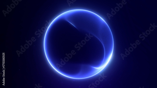 Futuristic glowing digital sphere in blue tones with smooth particle surface on dark sci-fi background.