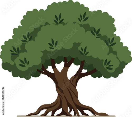 Olive Tree with Roots Vector Illustration for International Day of Non-Violence