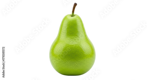Isolated, pear on a neutral backdrop, fresh green Anjou variety fruit, nutritious snack