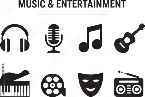 A Diverse Collection of Silhouette Icons Representing Music Entertainment and the Performing Arts