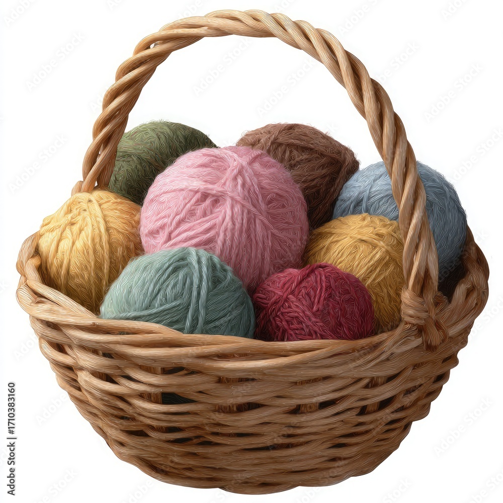 custom made wallpaper toronto digitalWoven Basket Overflowing With Assorted Yarn Balls knitting