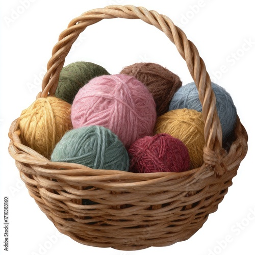 Wallpaper Mural Woven Basket Overflowing With Assorted Yarn Balls knitting Torontodigital.ca
