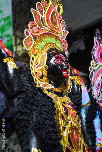 Hindu Goddess mother Kali, Kali puja festival, Bengali cultural festival, worship of Goddess Kali.