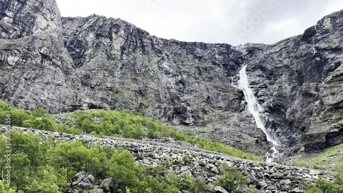 Waterfall in the mountains of Trollstigen