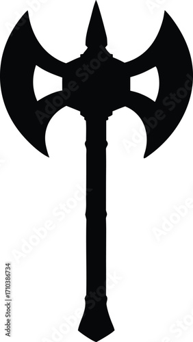 medieval double blade axe vector art
