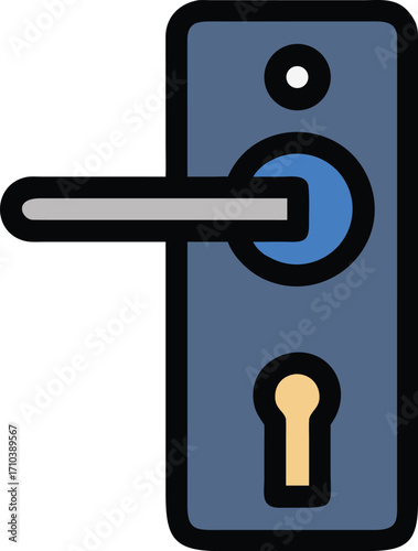 Illustration of a metal doorknob with a classic design on a white background
