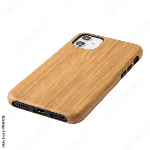 Wallpaper Mural Phone Case Exhibits Wood Grain Texture and Precise Cutouts on Transparent Background Torontodigital.ca