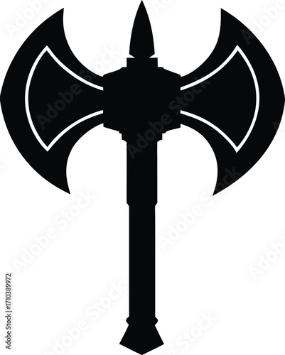 double headed battle axe silhouette vector illustration
