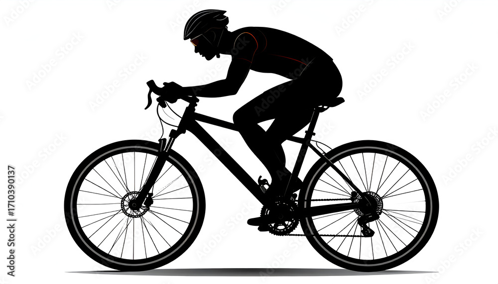 Fototapeta premium _Silhouette of cyclist riding bicycle, fitness lifestyle