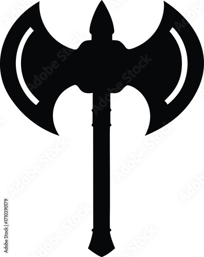 double headed battle axe silhouette vector illustration
