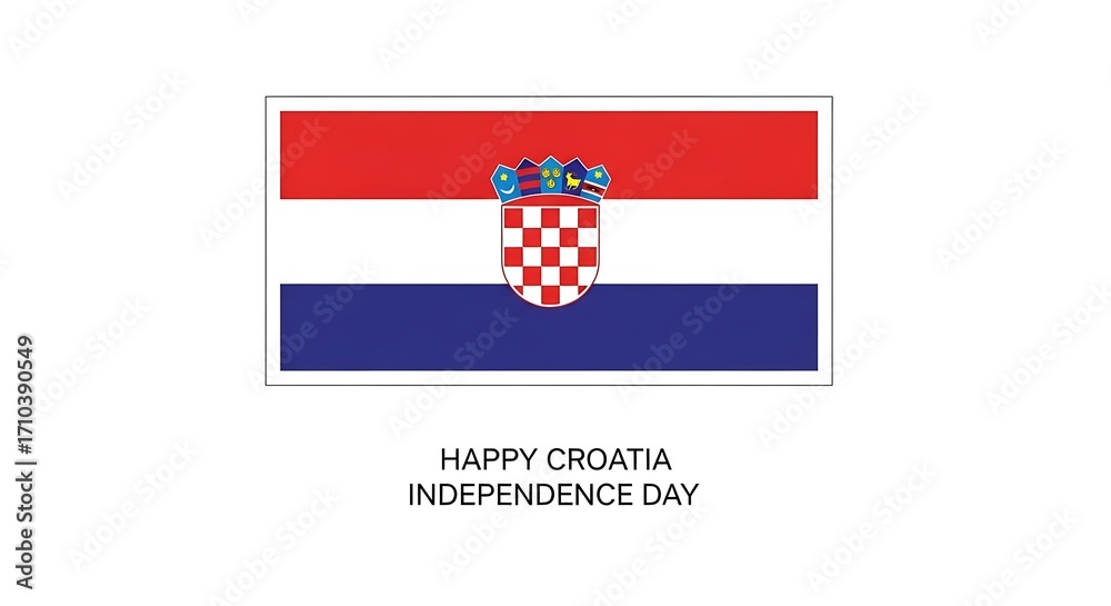 Naklejka premium Croatian Flag with Coat of Arms for Independence Day Celebration