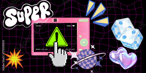 Collection of  y2k style geometry Retro interface