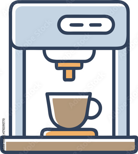 Illustration of a coffee machine brewing a cup of coffee