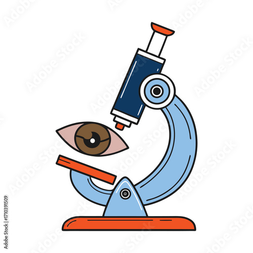 Microscope examining an eye representing scientific research and medical eye examination concepts