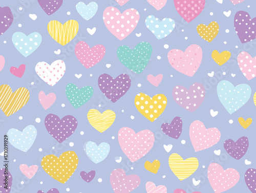 Sfondo con motivo a ripetizione di cuori stilizzati