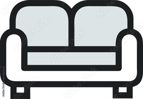Icon of a modern sofa with a two seat design
