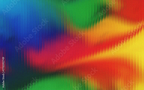 Abstract colorful wavy bands with a grainy texture and vertical distortion effect background