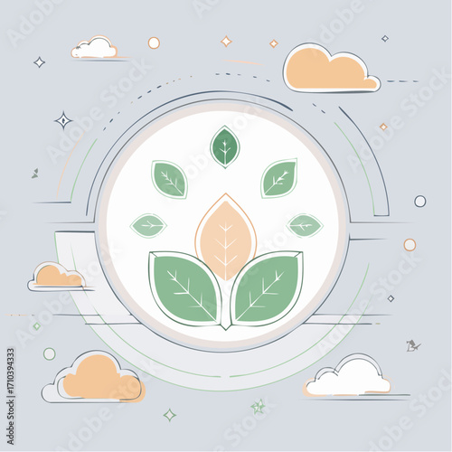Circular Green Leaf Growth Eco Illustration