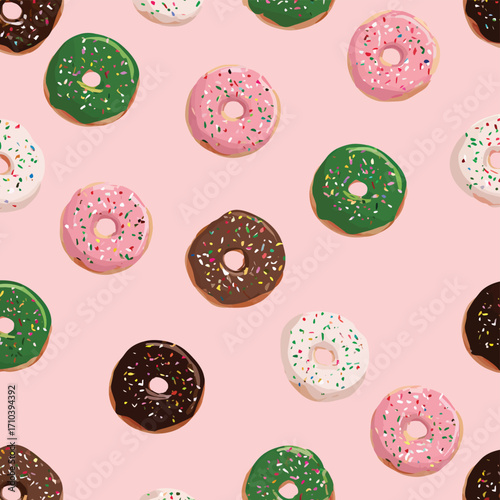 Pattern di Donuts Colorati in Stile Vettoriale