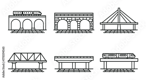 Types of railway bridges: arched, truss, and suspended structures